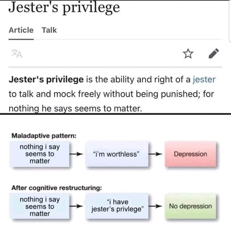 Explanation of Jester's privilege and cognitive restructuring