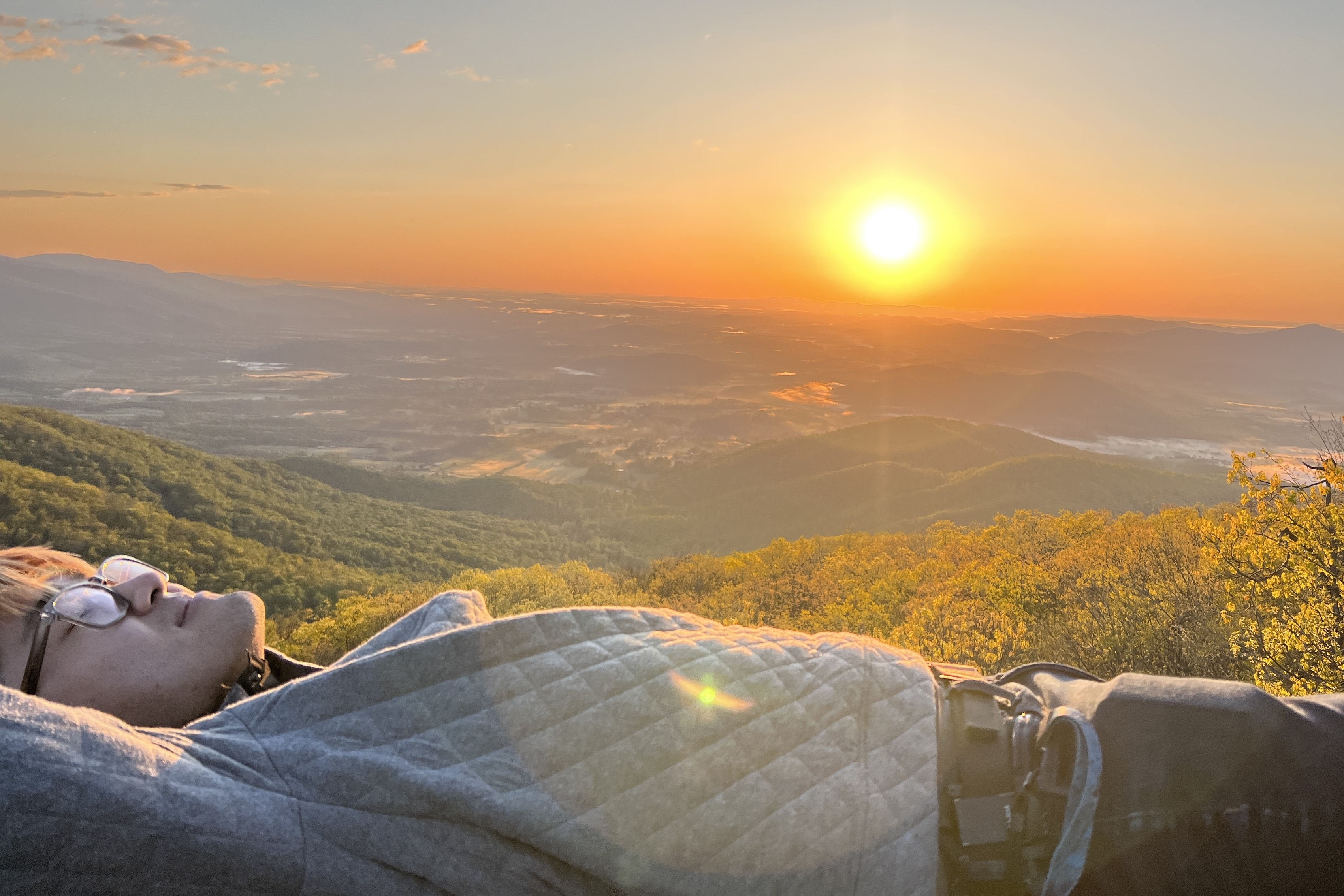 Nice relaxing picture of me at sunrise on the top of a mountain