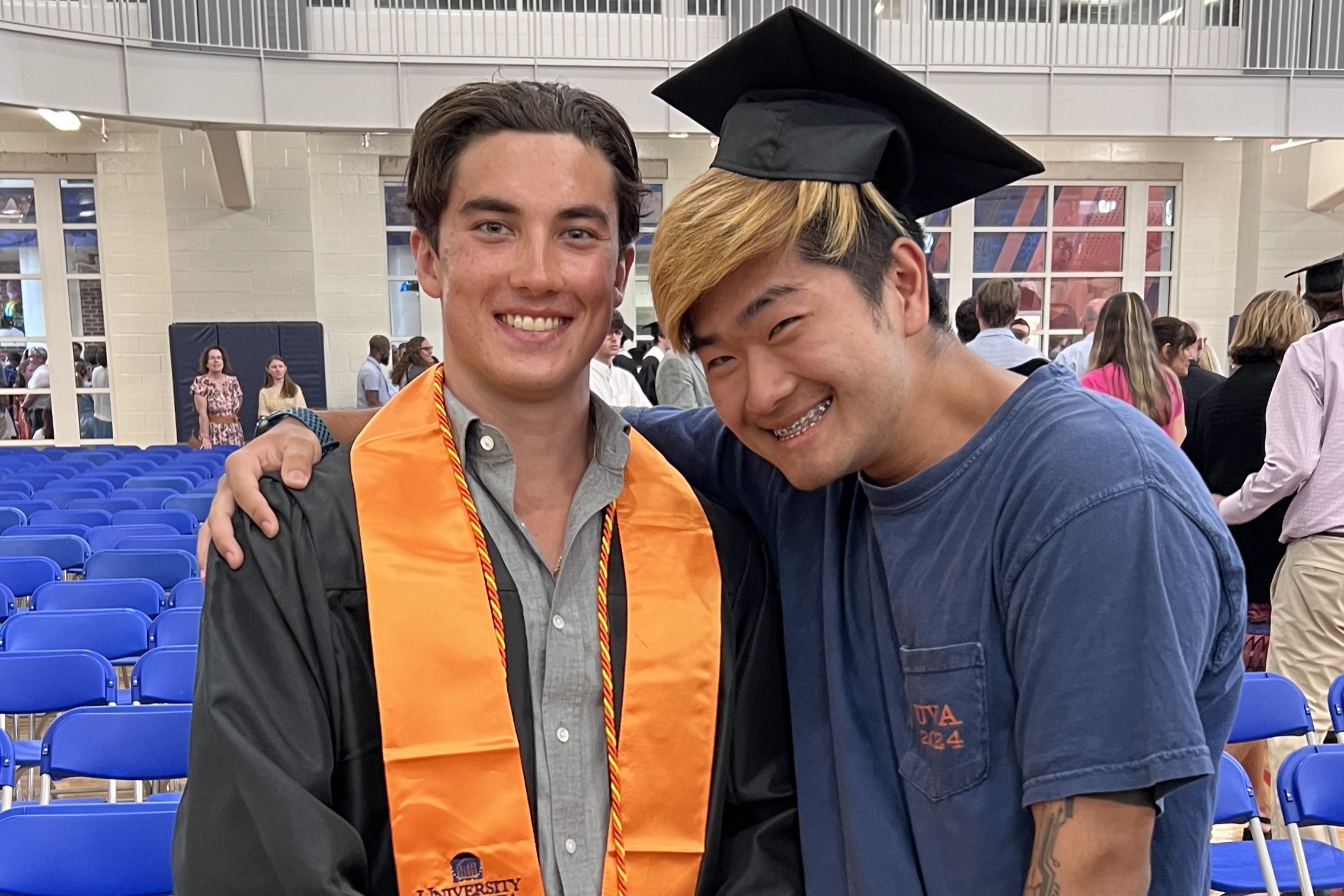 Picture of me and my roommate, Ethan, at his graduation ceremony